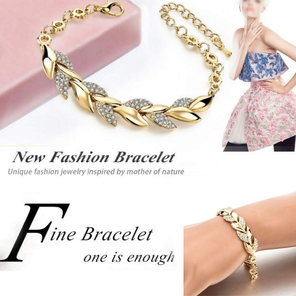 Pulseira de Folha Cristal Luxo
