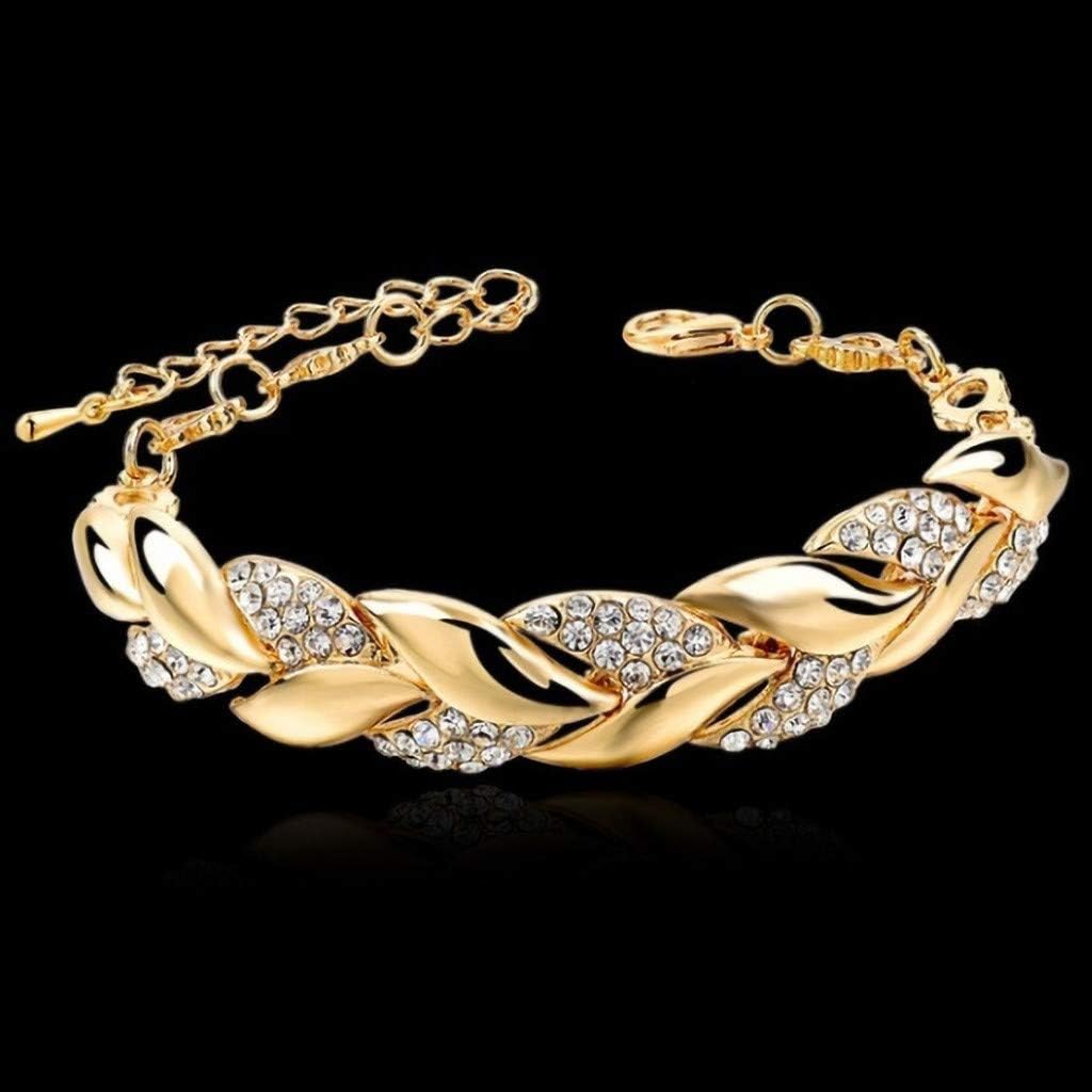 Pulseira de Folha Cristal Luxo