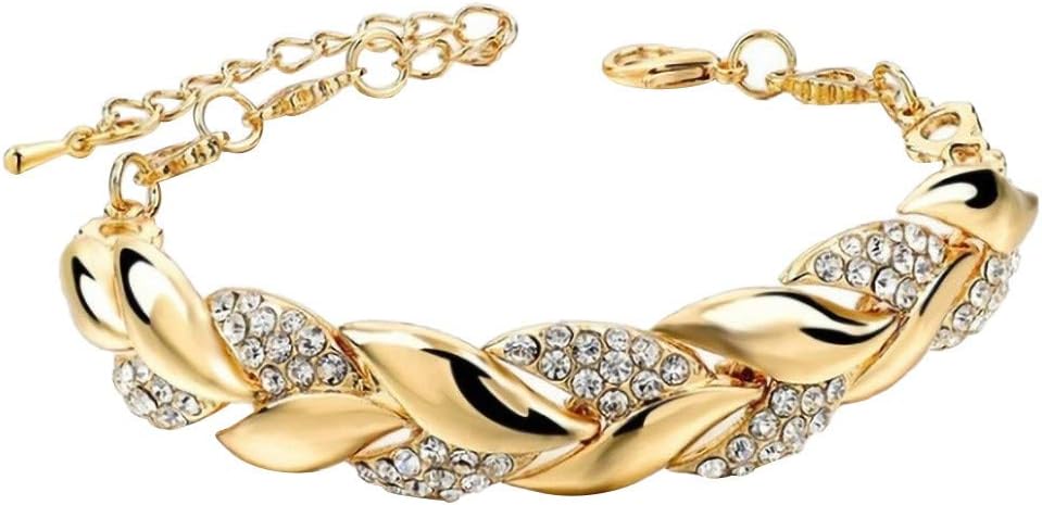 Pulseira de Folha Cristal Luxo