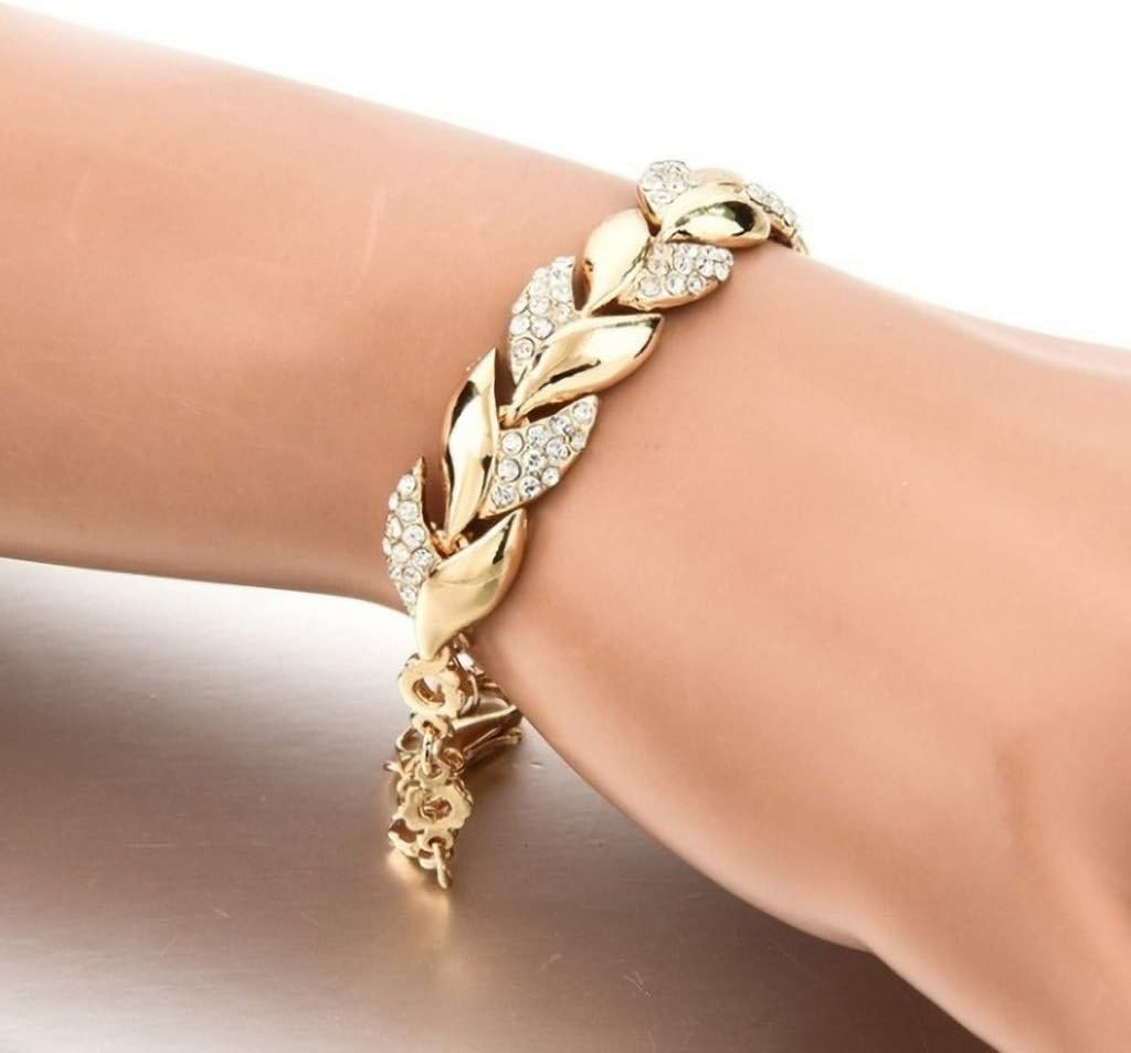 Pulseira de Folha Cristal Luxo