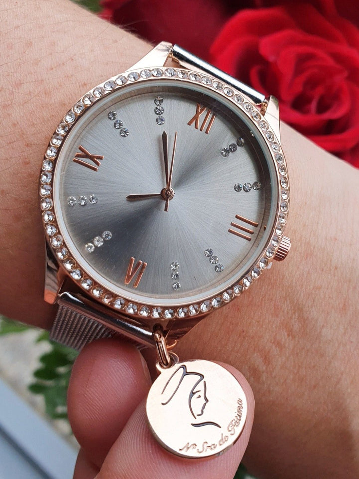 Relógio Fé + Oferta da medalhinha Nossa Senhora de Fátima