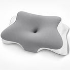 Almofada cervical em fundo branco-cinza