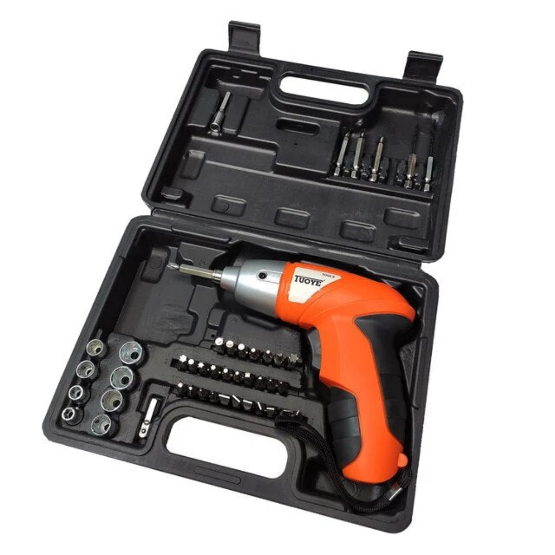 Mini Aparafusadora Recarregável 45 Peças – Portátil, Completa e Super Potente