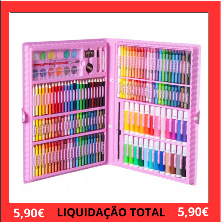 Mala de pintura 168 peças rosa