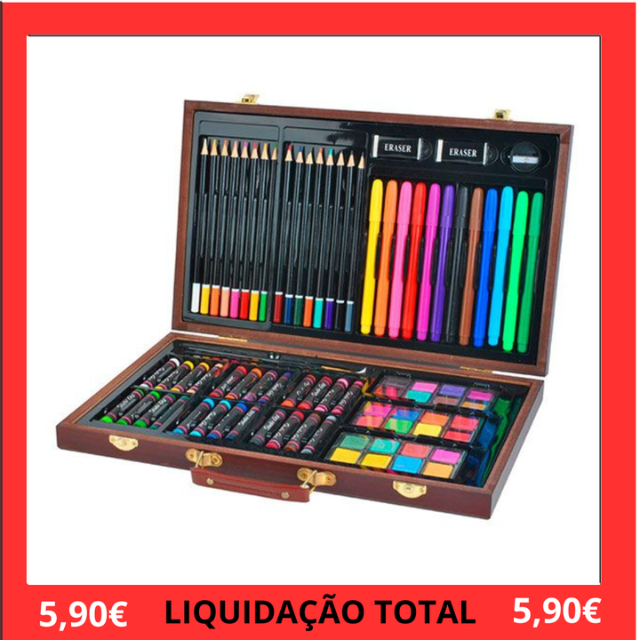 Mala de pintura madeira 81 peças