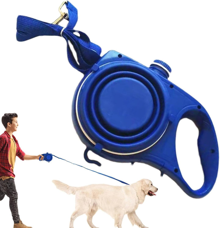Trela Retrátil com Dispensador de Água e Tijela