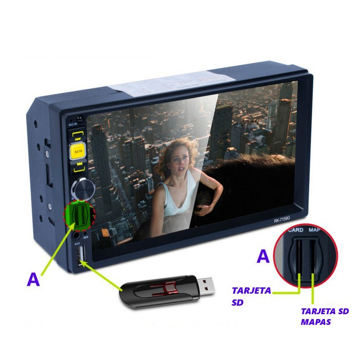 Auto-Rádio 2 DIN RK-7159G Bluetooth / Mirror Link / USB / Micro SD / Controle Remoto