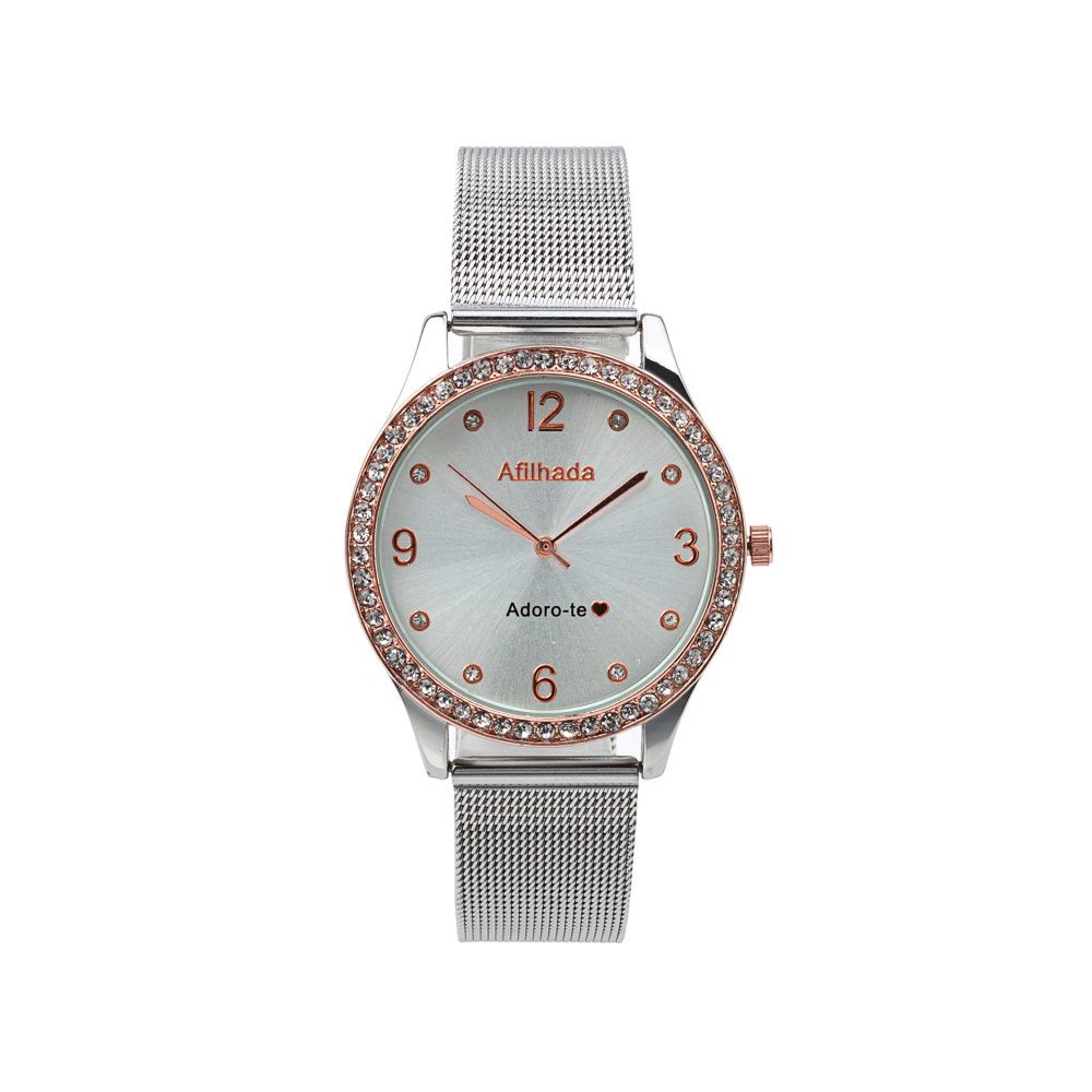 Relógio Adoro-te Afilhada em Aço