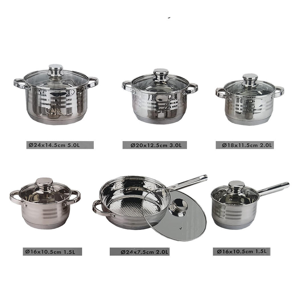Bateria de Cozinha Premium 12 Peças em Aço Inoxidável