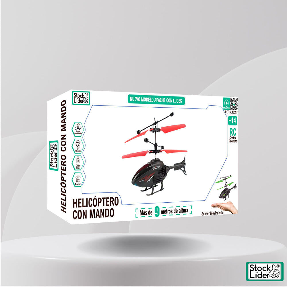 Helicóptero com Comando – Modelo Apache com Luzes LED