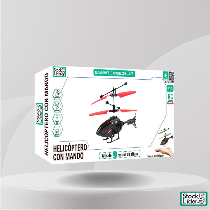 Helicóptero com Comando – Modelo Apache com Luzes LED