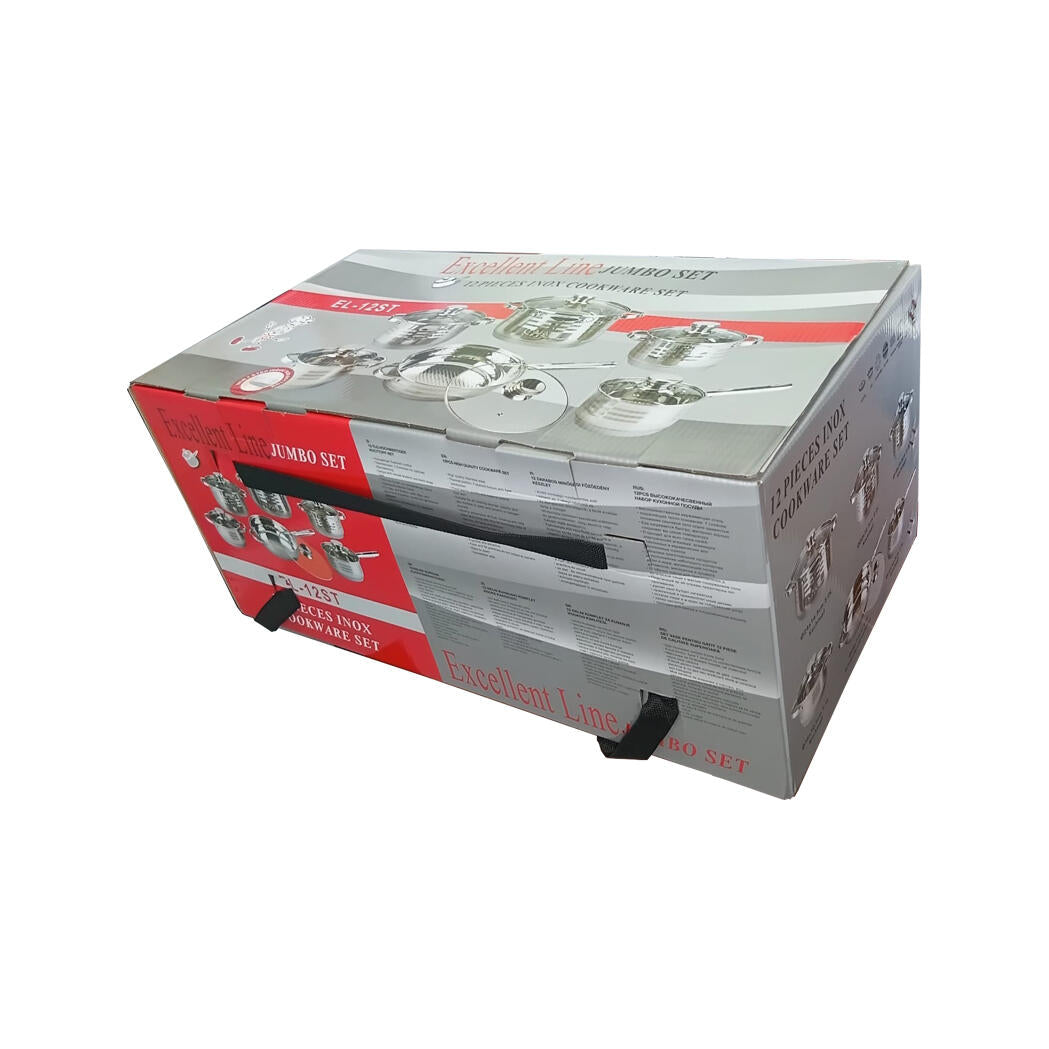 Bateria de Cozinha Premium 12 Peças em Aço Inoxidável