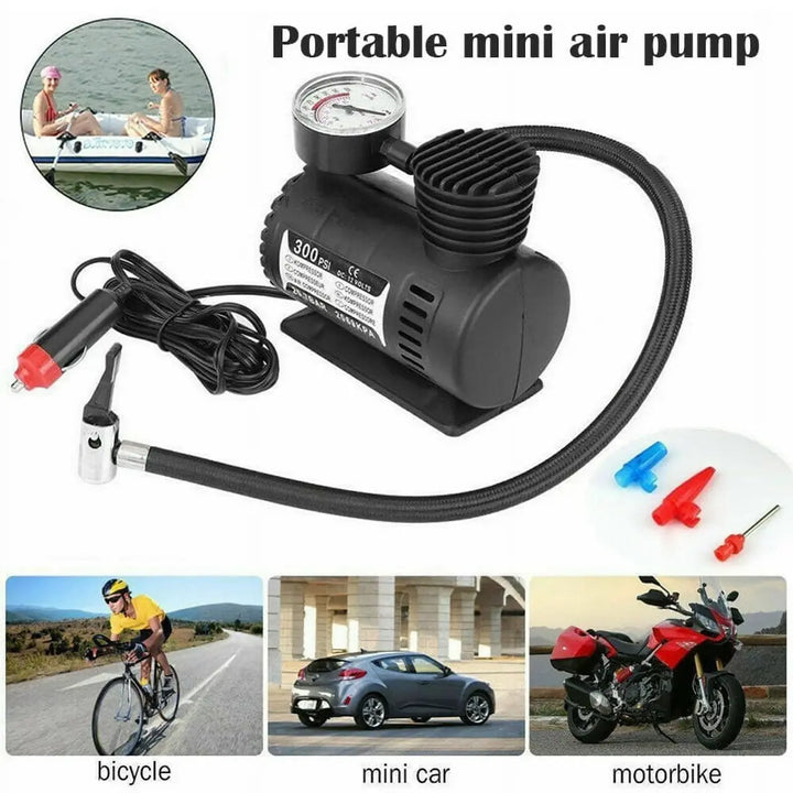 Compressor de Ar Portátil 300 PSI – Elétrico para Pneus de Automóvel