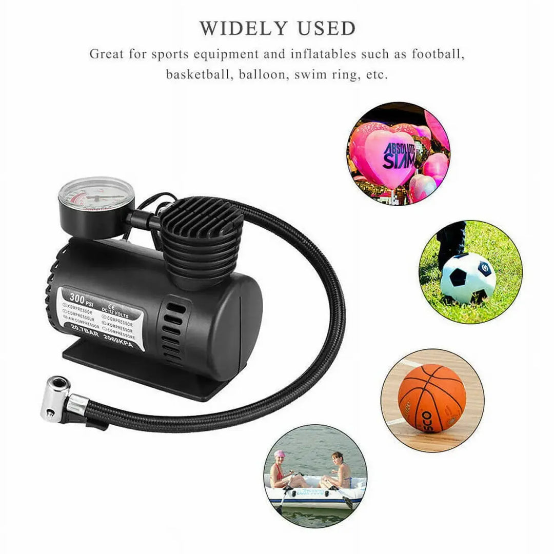 Compressor de Ar Portátil 300 PSI – Elétrico para Pneus de Automóvel