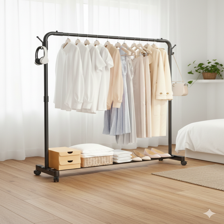 Cabide com Sapateira e Rodas