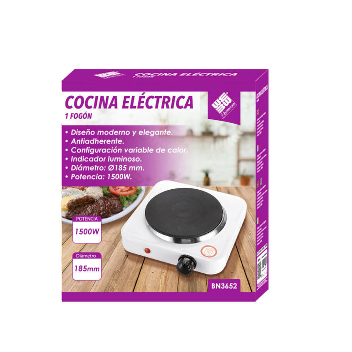 Fogão Elétrico Portátil de 1 Placa – 1500W (18,5 cm)