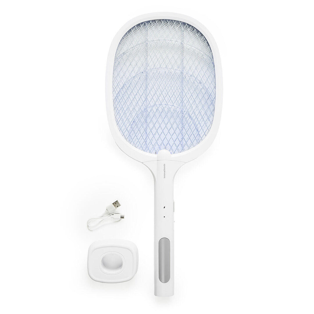 Raquete Elétrica Mata-Insetos 2 em 1 com Luz UV