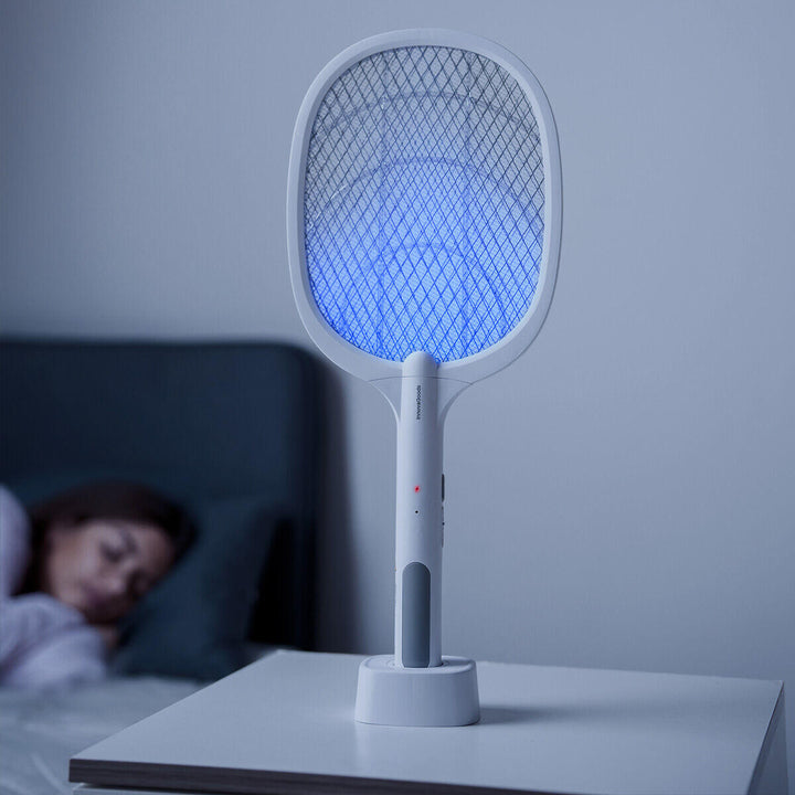 Raquete Elétrica Mata-Insetos 2 em 1 com Luz UV