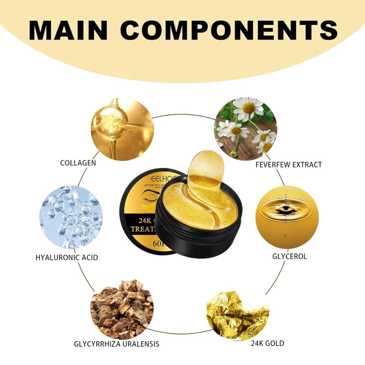 Adesivos de Ouro 24K para Olhos – 60 Unidades