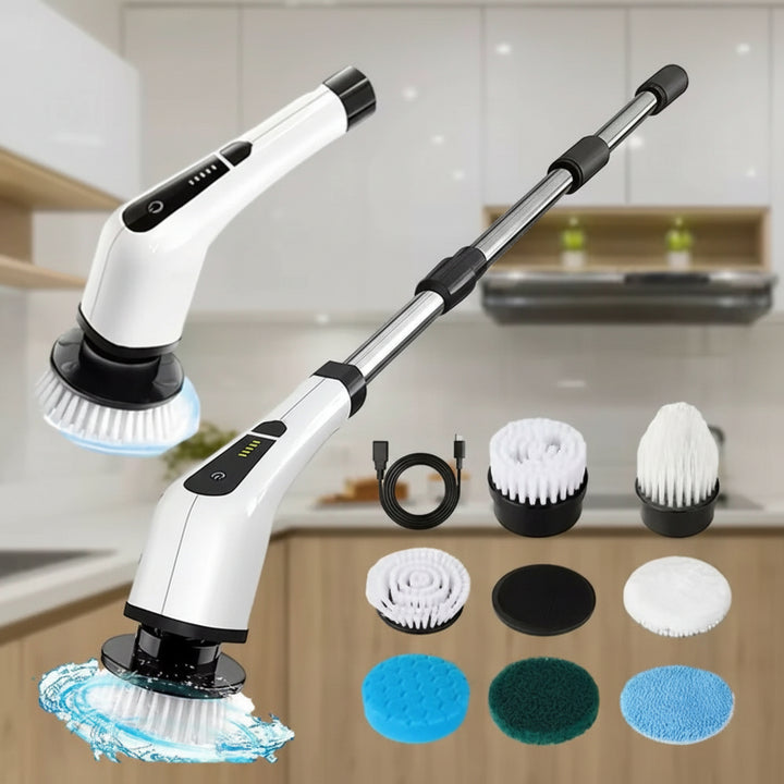 Escova Elétrica de Limpeza Giratória Sem Fios com 9 Cabeças – Casa, Casa de Banho e Automóvel