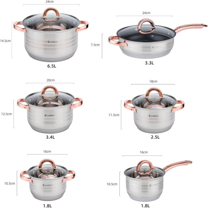 Bateria de Cozinha Premium Rosa 12 Peças em Aço Inoxidável