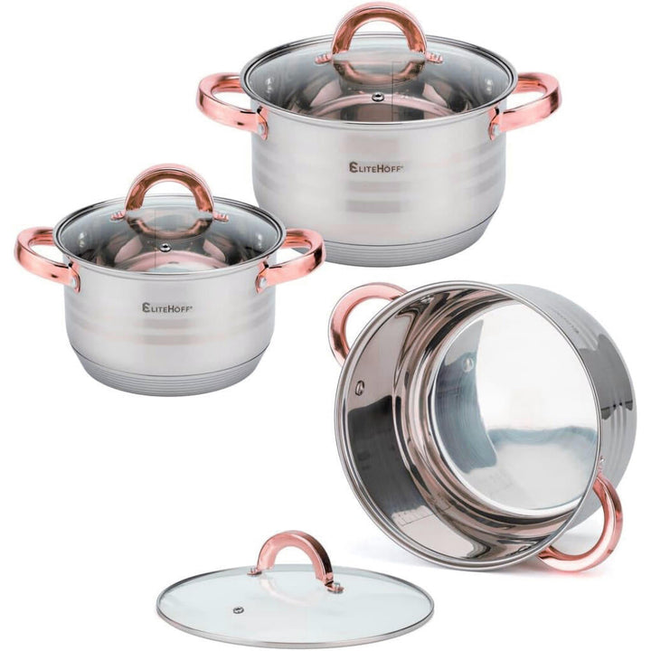 Bateria de Cozinha Premium Rosa 12 Peças em Aço Inoxidável
