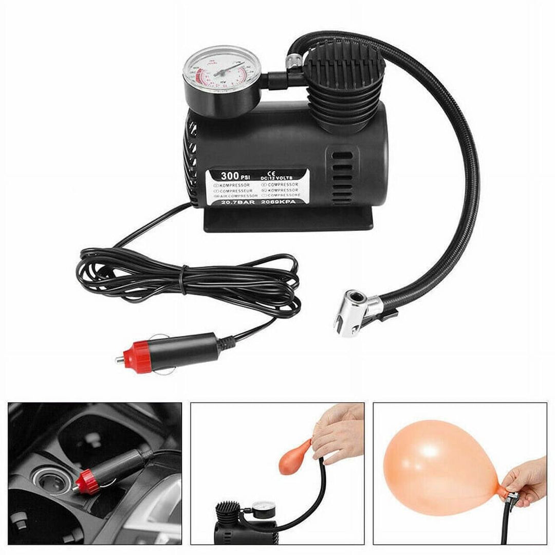 Compressor de Ar Portátil 300 PSI – Elétrico para Pneus de Automóvel