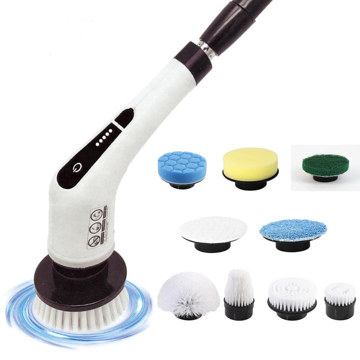 Escova Elétrica de Limpeza Giratória Sem Fios com 9 Cabeças – Casa, Casa de Banho e Automóvel