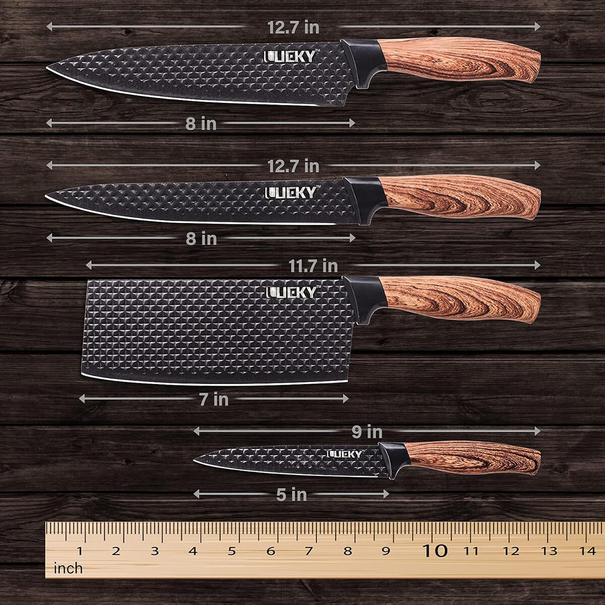 Conjunto de Facas de Cozinha 6 Peças com Tesoura e Descascador – Preto Premium