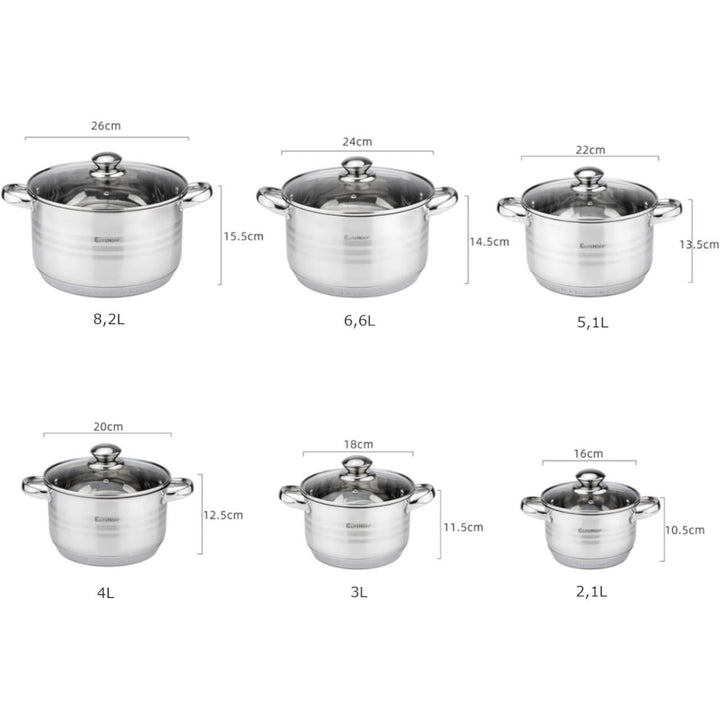 Bateria de Cozinha Premium 12 Peças em Aço Inoxidável Mod.1
