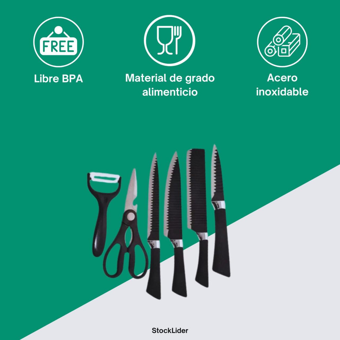 Conjunto de 6 Facas de Cozinha Premium