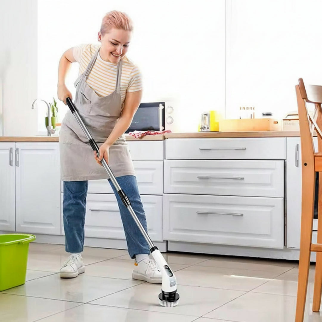 Escova Elétrica de Limpeza Giratória Sem Fios com 9 Cabeças – Casa, Casa de Banho e Automóvel