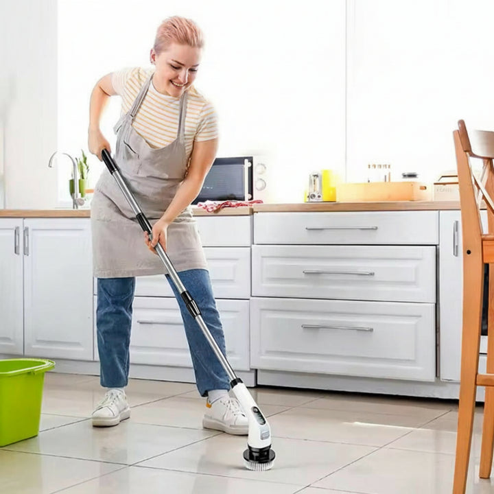 Escova Elétrica de Limpeza Giratória Sem Fios com 9 Cabeças – Casa, Casa de Banho e Automóvel