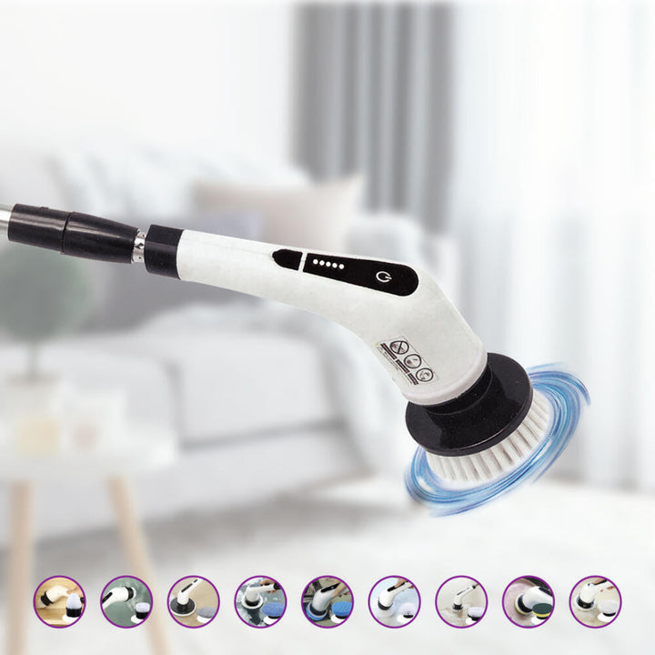 Escova Elétrica de Limpeza Giratória Sem Fios com 9 Cabeças – Casa, Casa de Banho e Automóvel