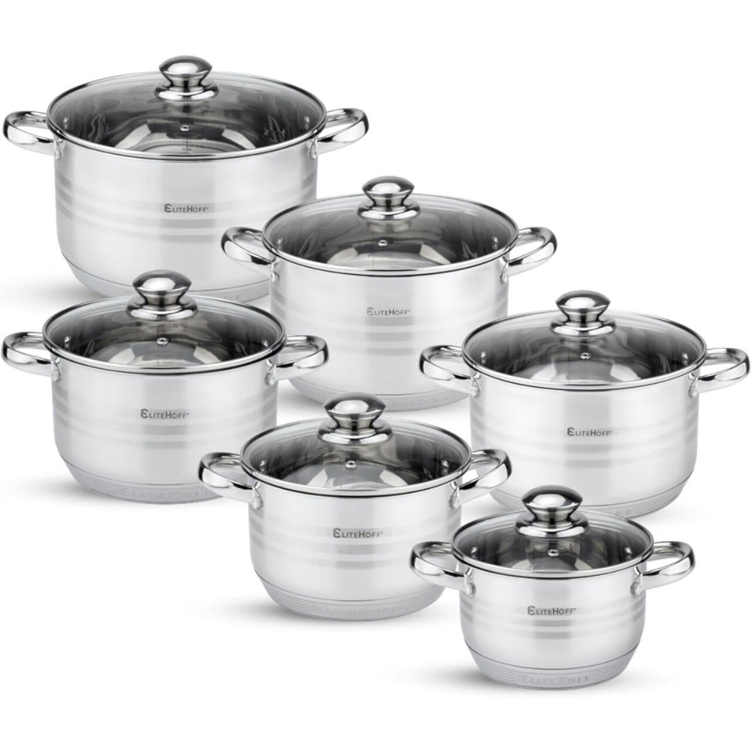Bateria de Cozinha Premium 12 Peças em Aço Inoxidável Mod.1