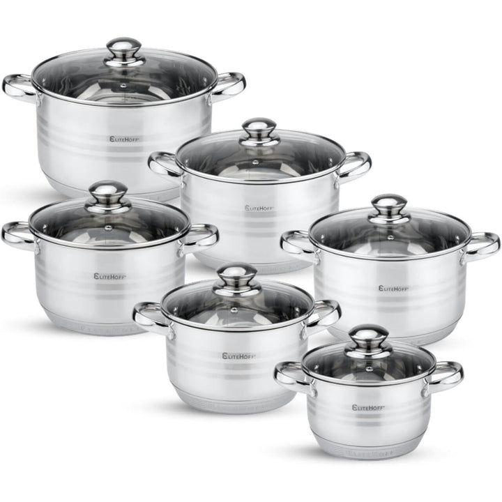 Bateria de Cozinha Premium 12 Peças em Aço Inoxidável Mod.1