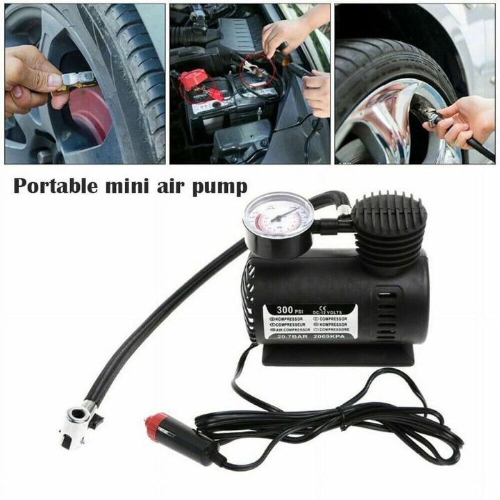 Compressor de Ar Portátil 300 PSI – Elétrico para Pneus de Automóvel