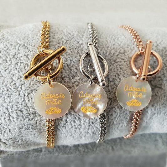 Pulseira Adoro-te Mãe - Prateado