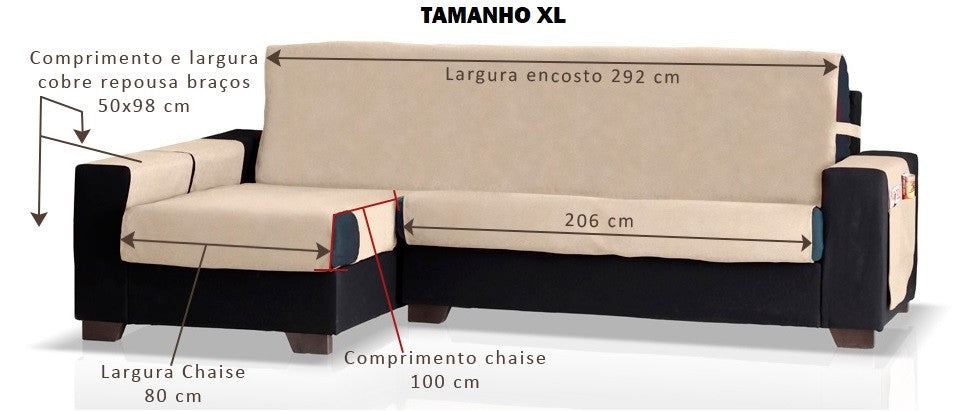 Protetor de Sofá Premium Chaise Longue L - Made in Portugal
