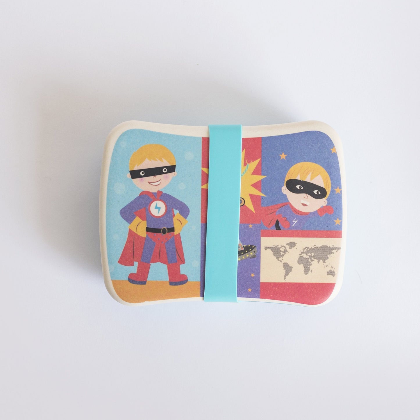 Bambu Caixa Lancheira com Elástico Super Heroi