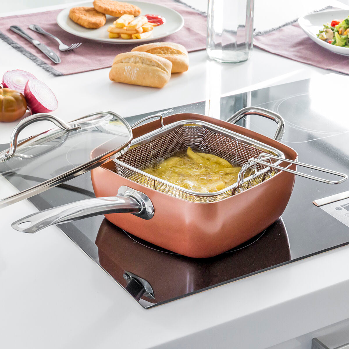 Conjunto de Frigideira Multifunções 5 em 1 Copper Coppans InnovaGoods 4 Peças