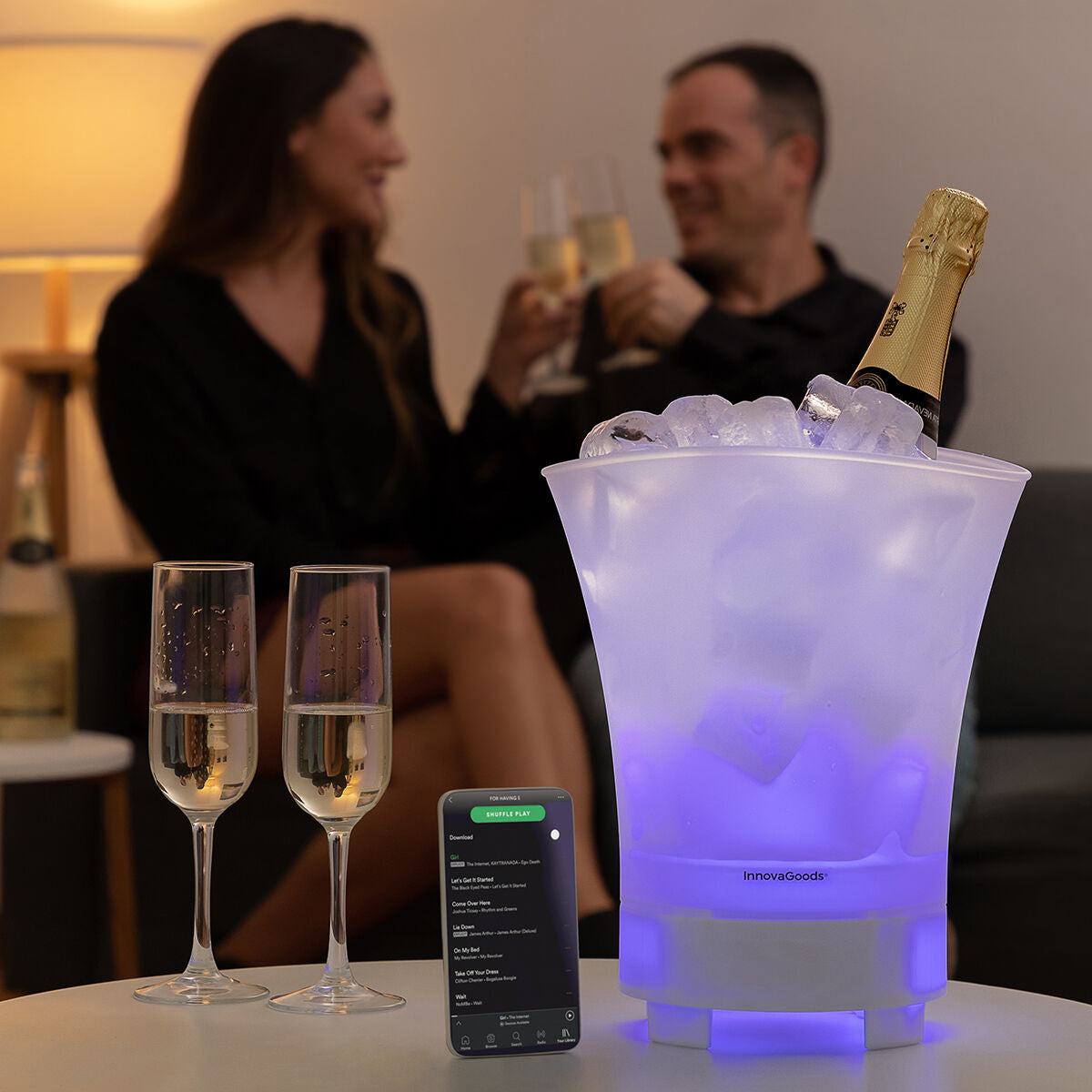 Balde de Gelo LED com Altifalante Recarregável Sonice InnovaGoods