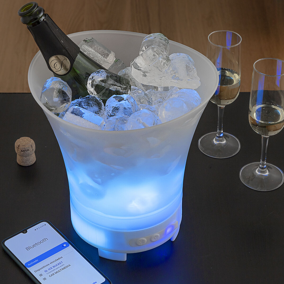 Balde de Gelo LED com Altifalante Recarregável Sonice InnovaGoods