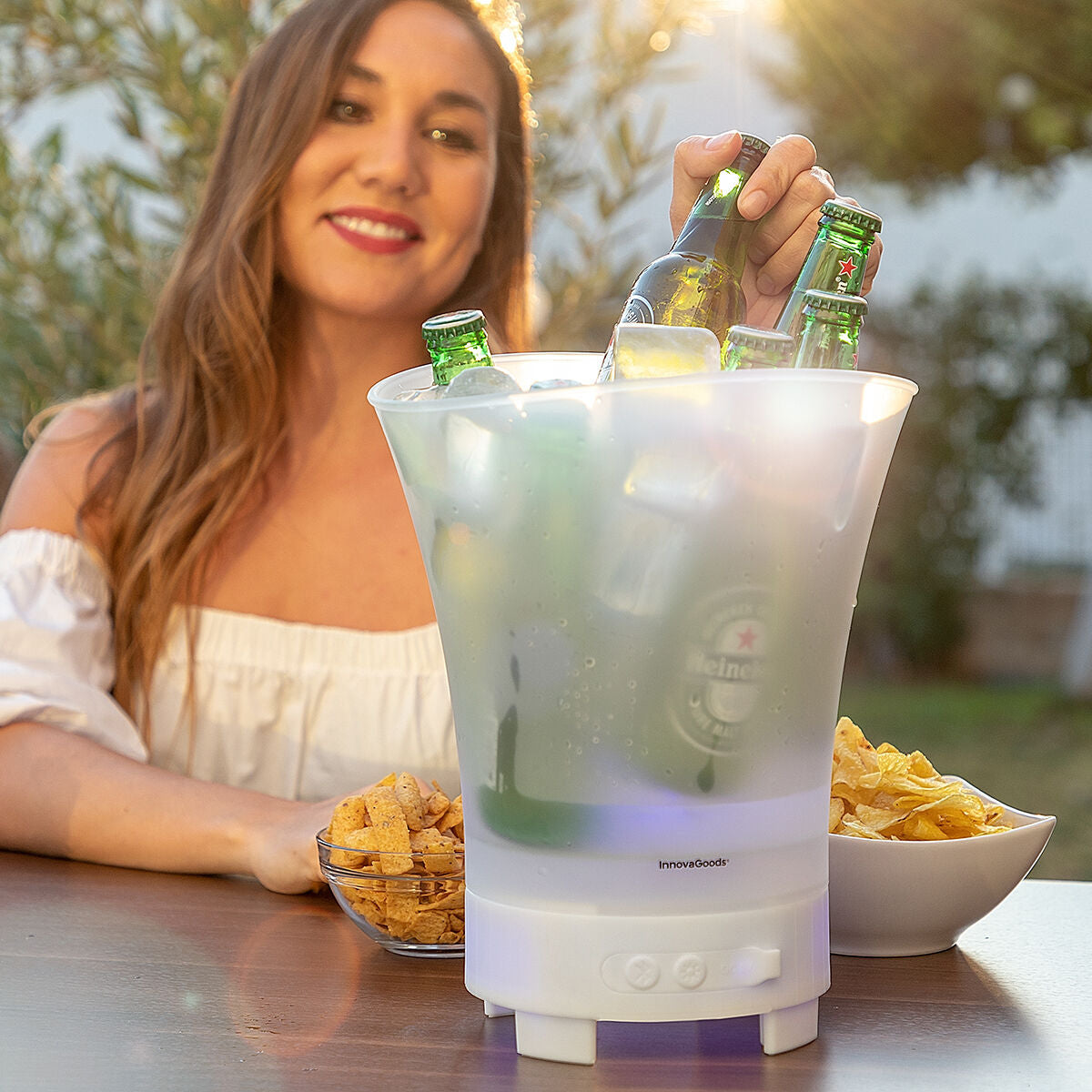 Balde de Gelo LED com Altifalante Recarregável Sonice InnovaGoods