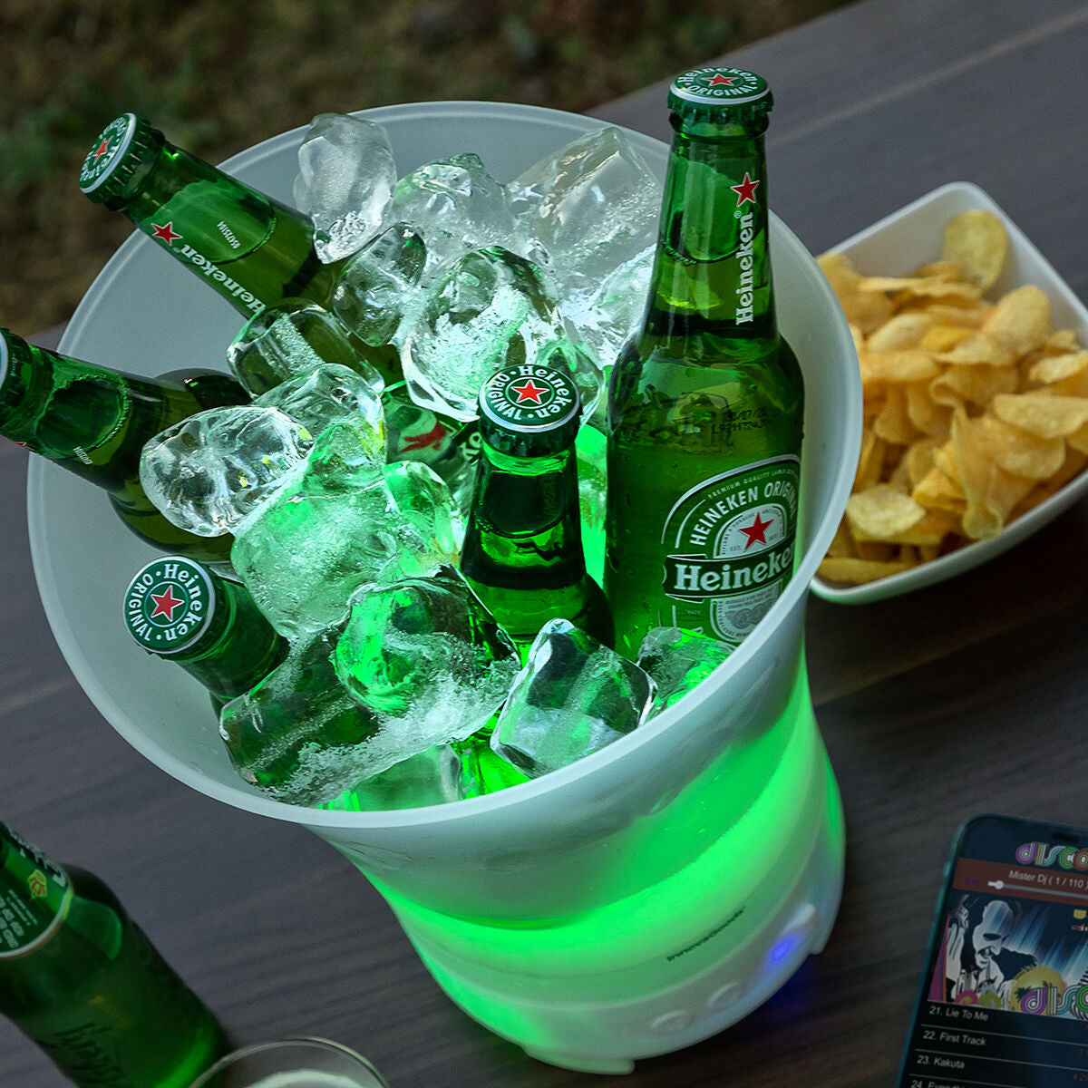Balde de Gelo LED com Altifalante Recarregável Sonice InnovaGoods